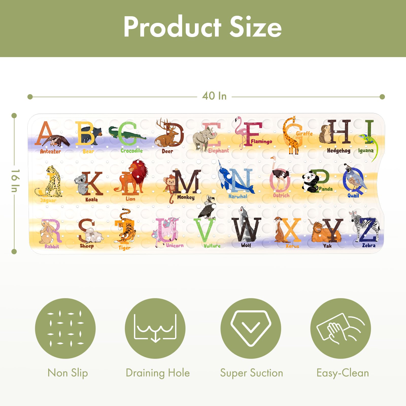 40x16 inch standard bath mat size