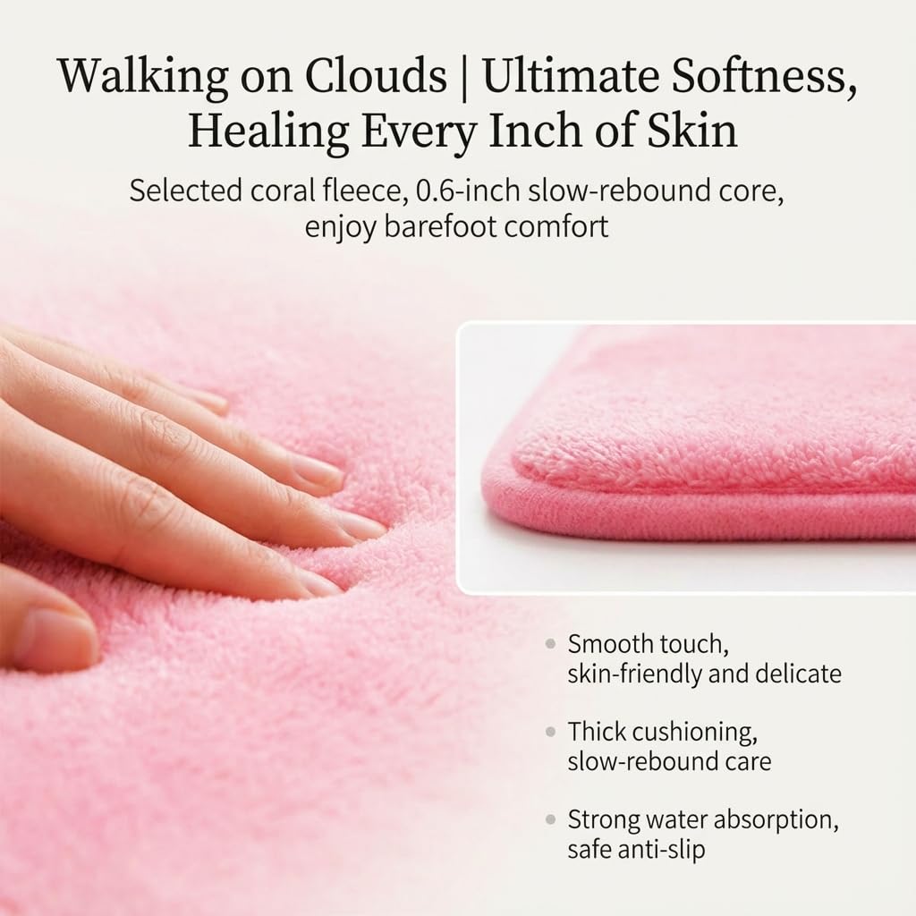 bath mat shower rug in pink color