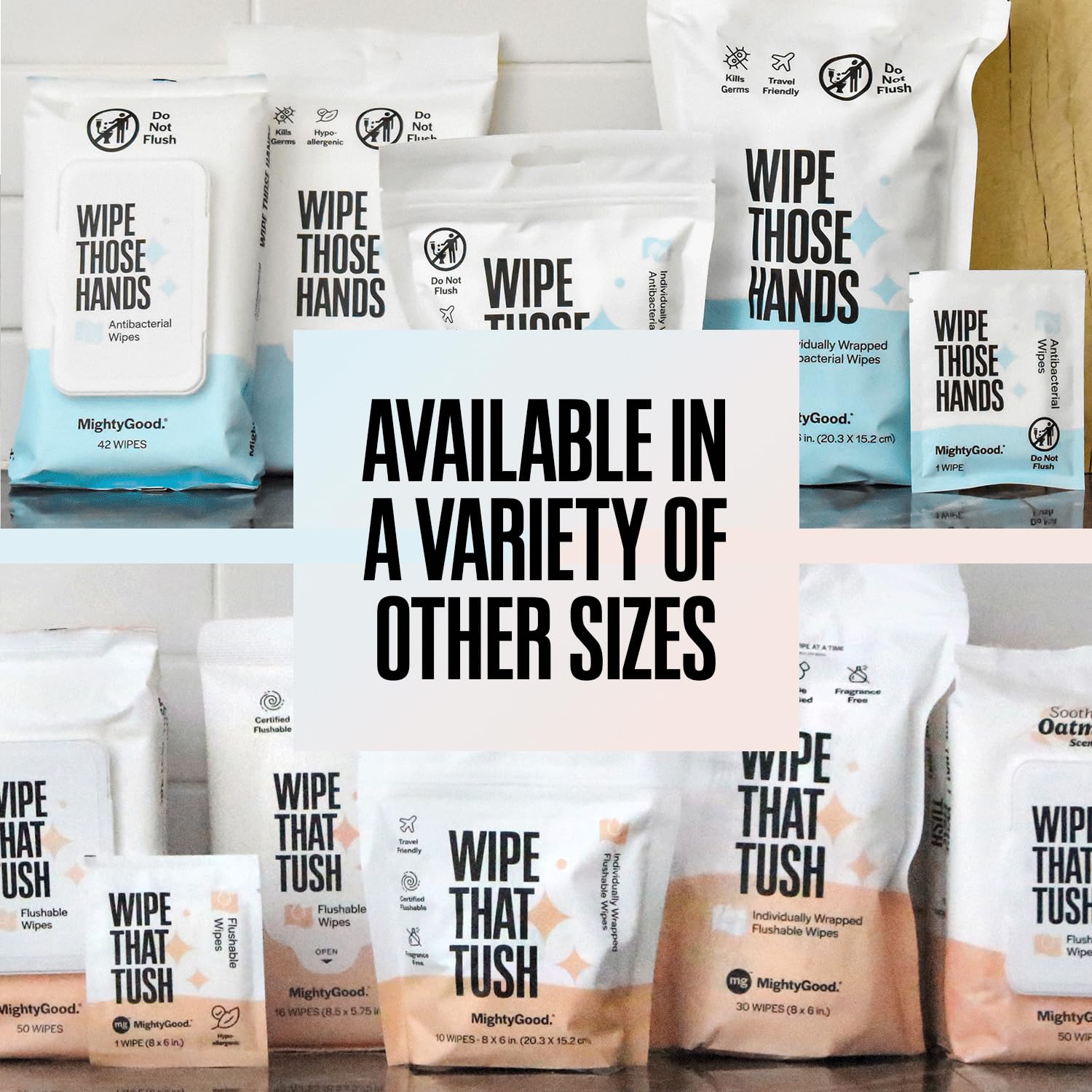 Two-wipe-type travel kit for bathroom and hands