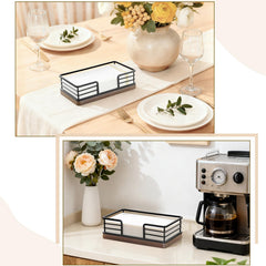 Compact napkin and towel tray measures 9 x 5.1 x 2.3 inches
