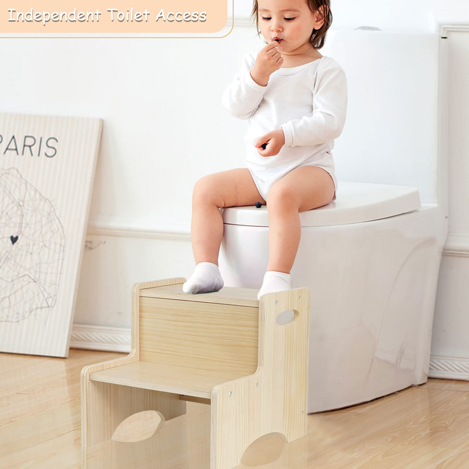 White kitchen and bathroom dual height stool for kids
