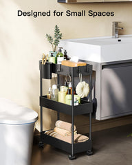 Bathroom storage cart with casters for mobility