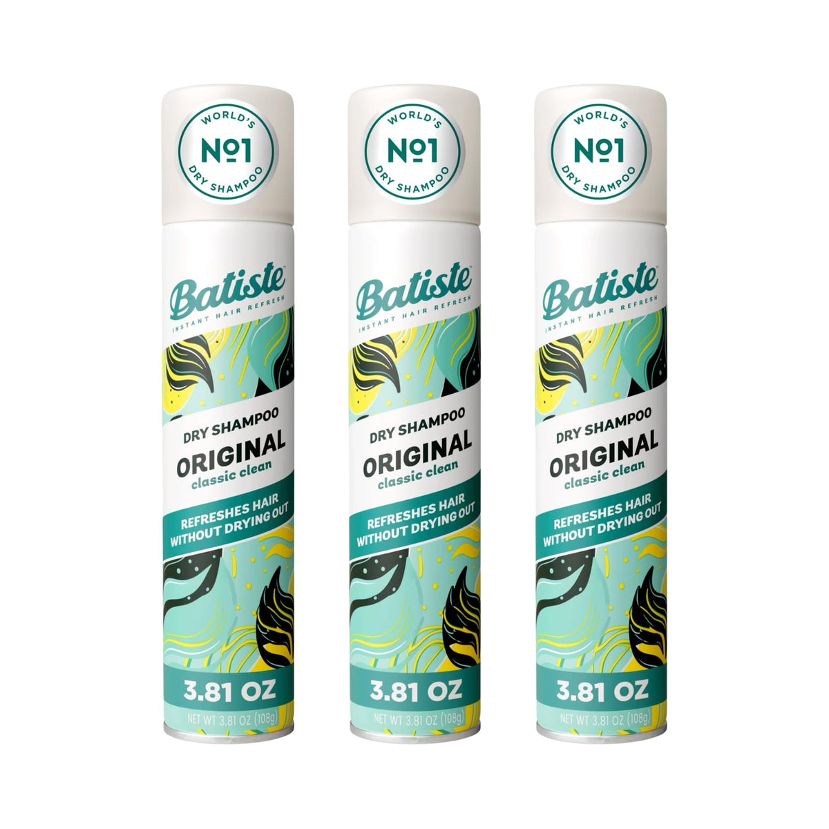 Three 6.73 oz bottles of Batiste Dry Shampoo Original Fragrance