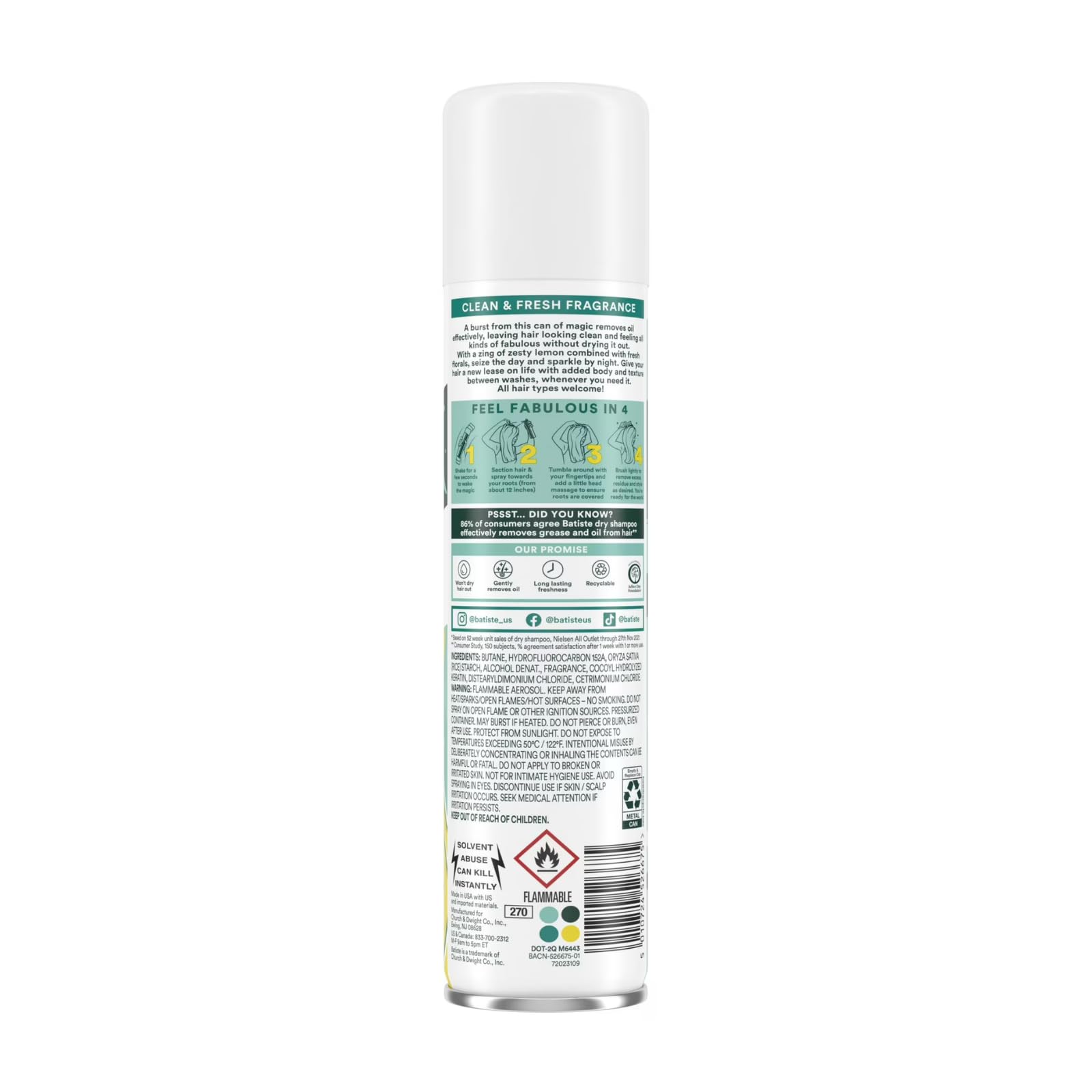 Batiste Original Fragrance waterless dry shampoo bottle