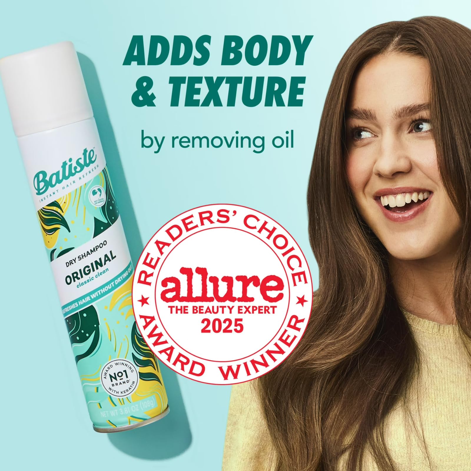Hair texture and volume from Batiste Dry Shampoo Original Fragrance