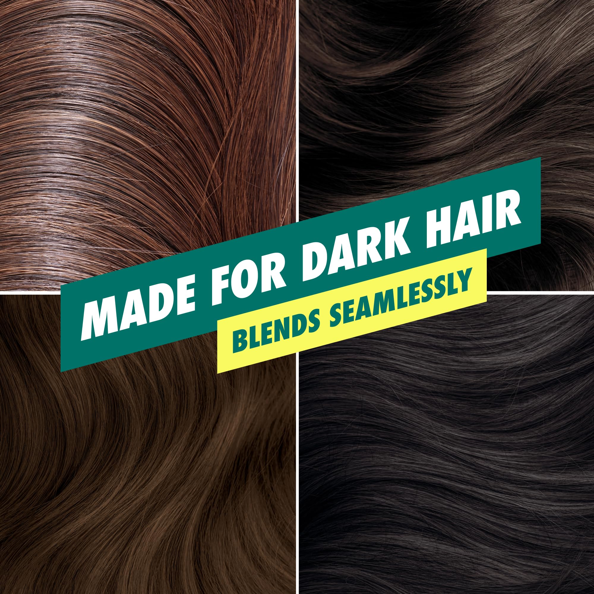 Brunette friendly shade blends with color treated hair