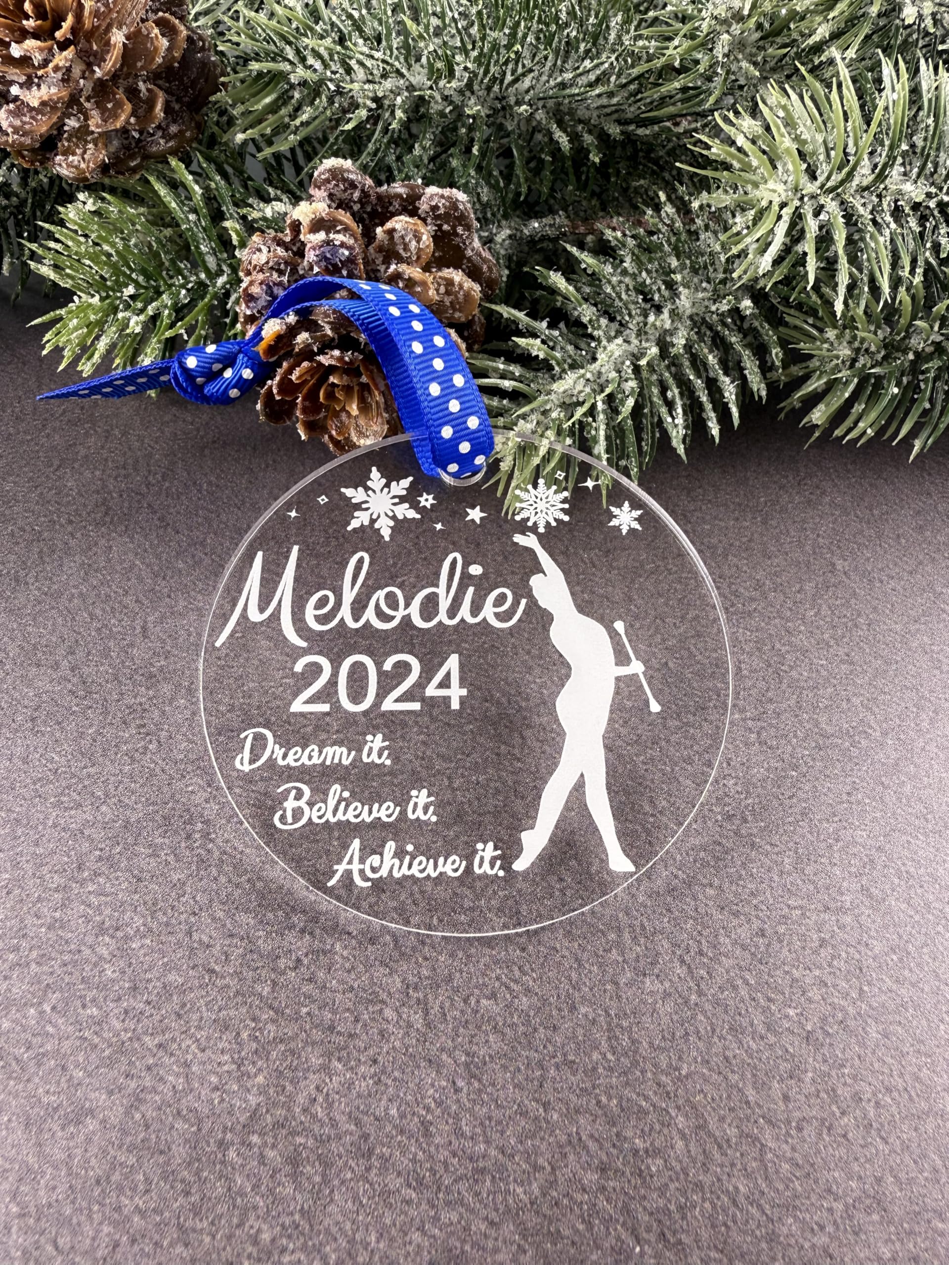 3x3 inch baton ornament clear acrylic gift