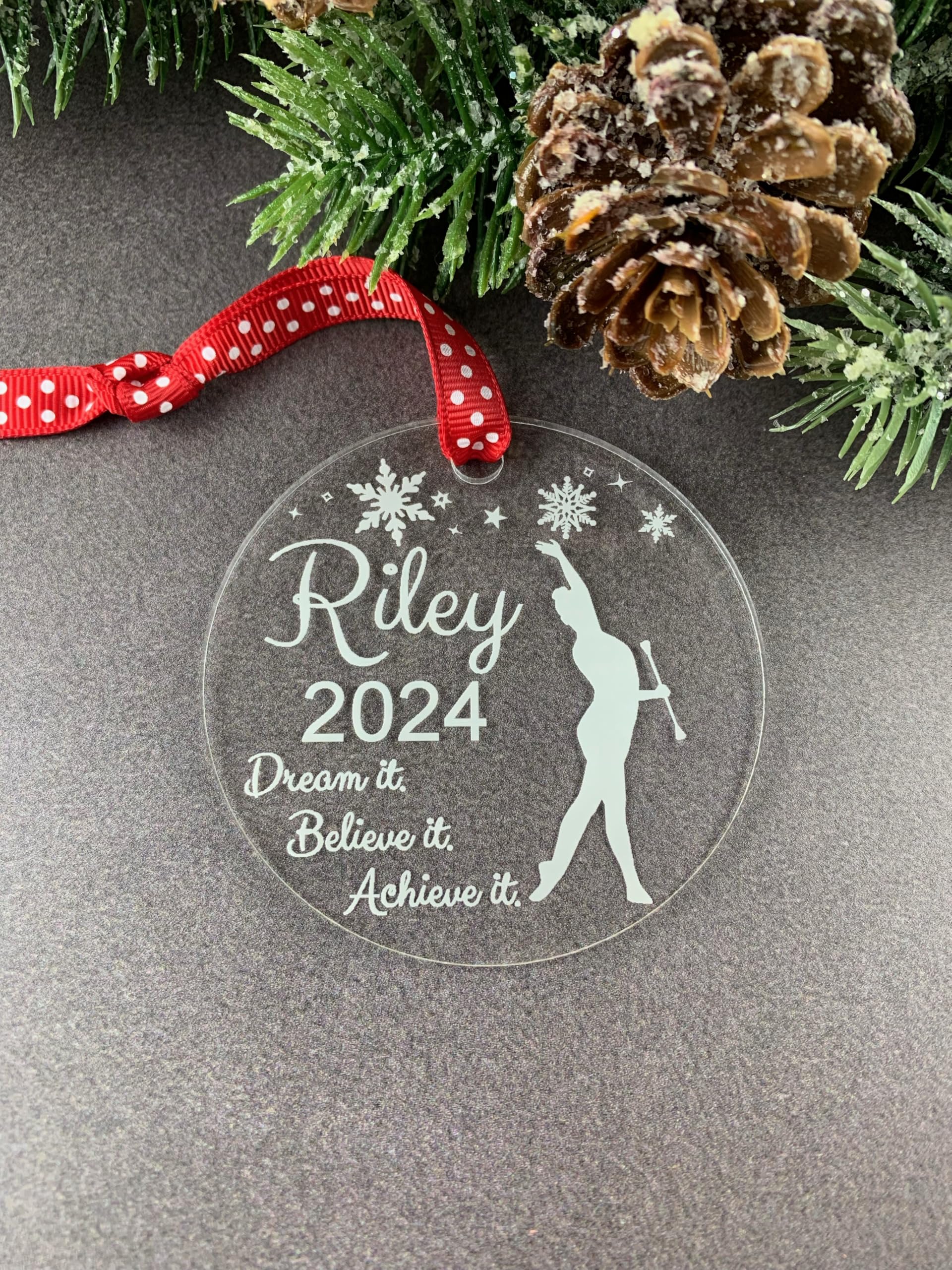 Twirler ornament personalized keepsake with inspirational quote