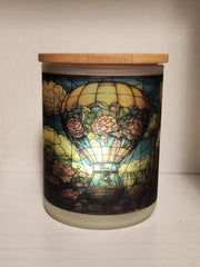 Stained glass inspired hot air balloon design for tea light