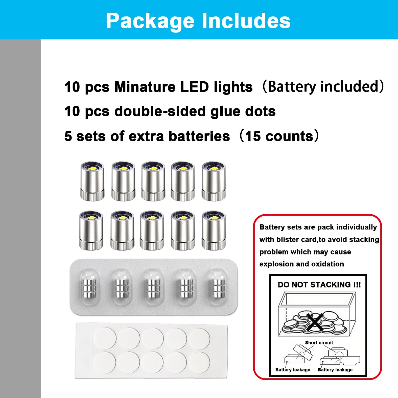 Extra backup batteries included 15 counts in total