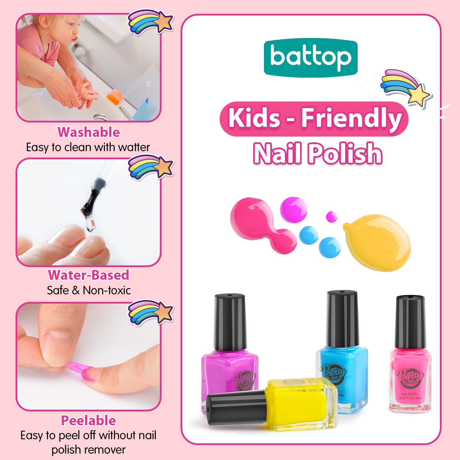 BATTOP glitter pen tool in kids manicure set