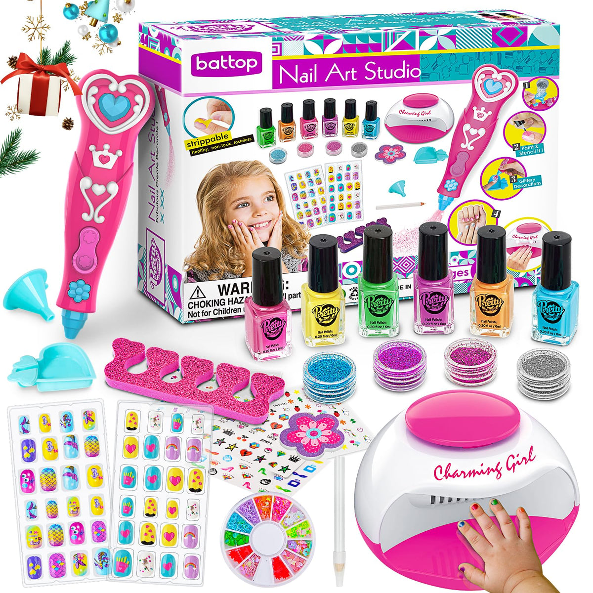 BATTOP kids nail polish set packaging for girls