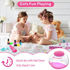 BATTOP nail art kit for girls with dryer and glitter pen