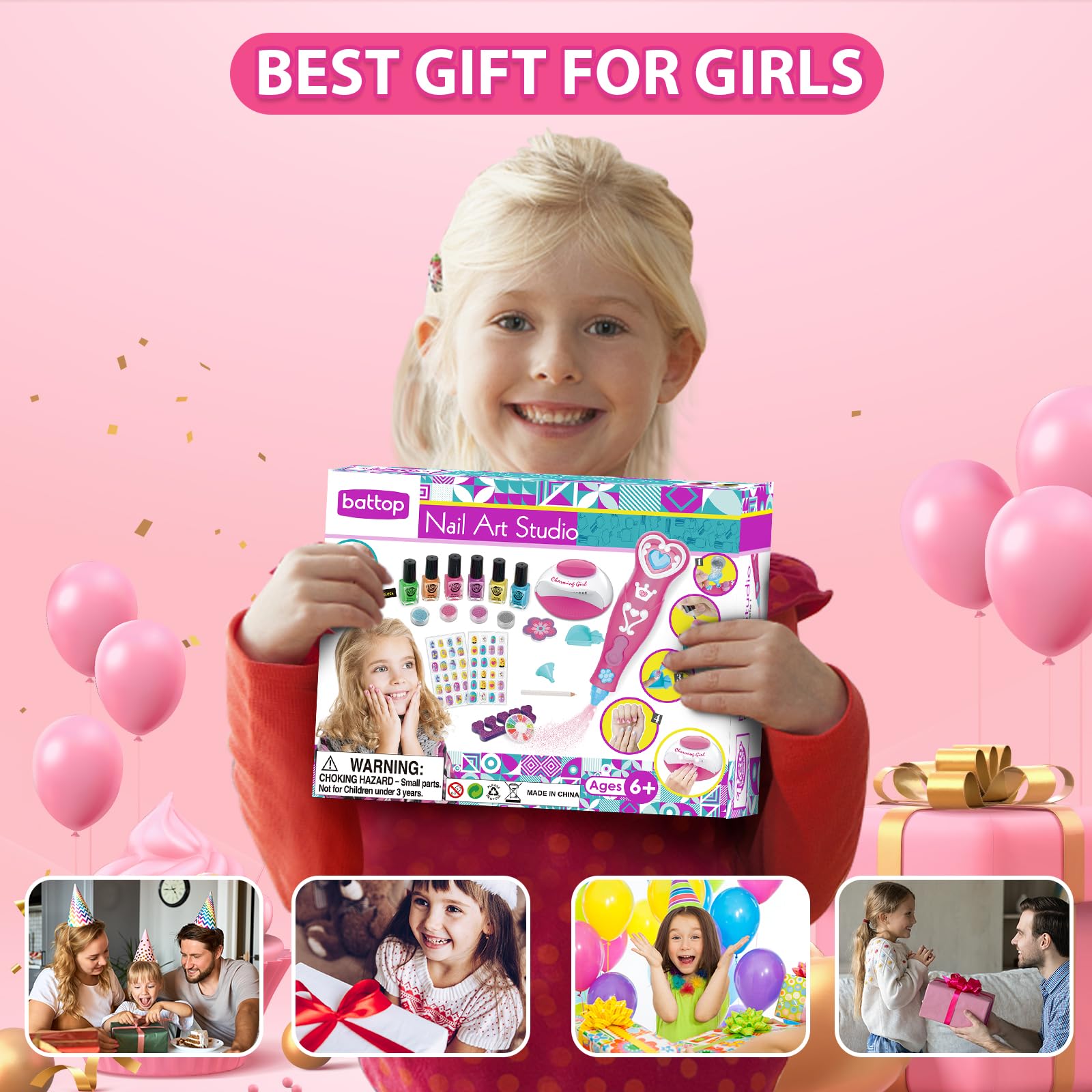 BATTOP nail file toe separator and decorations