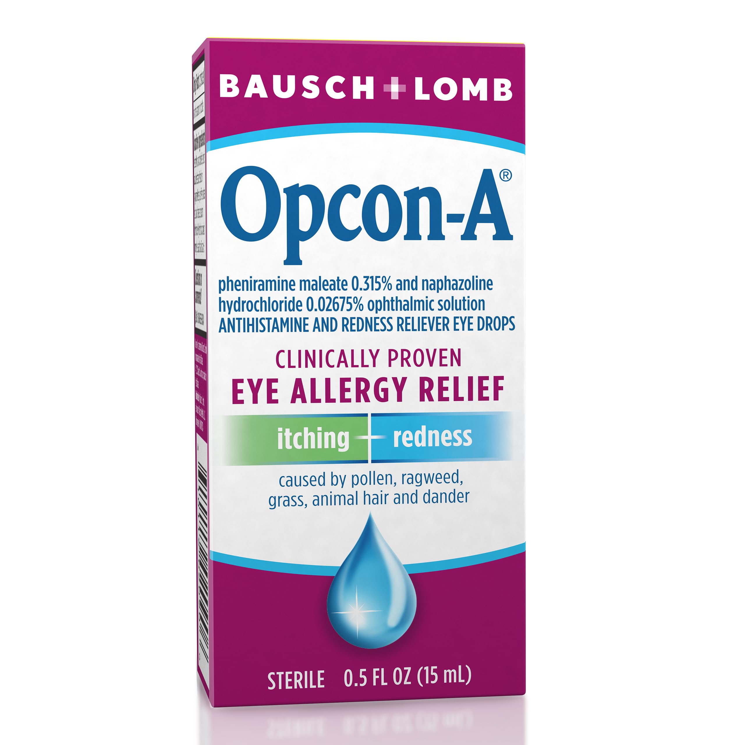 Bausch & Lomb antihistamine eye drops packaging 15 mL