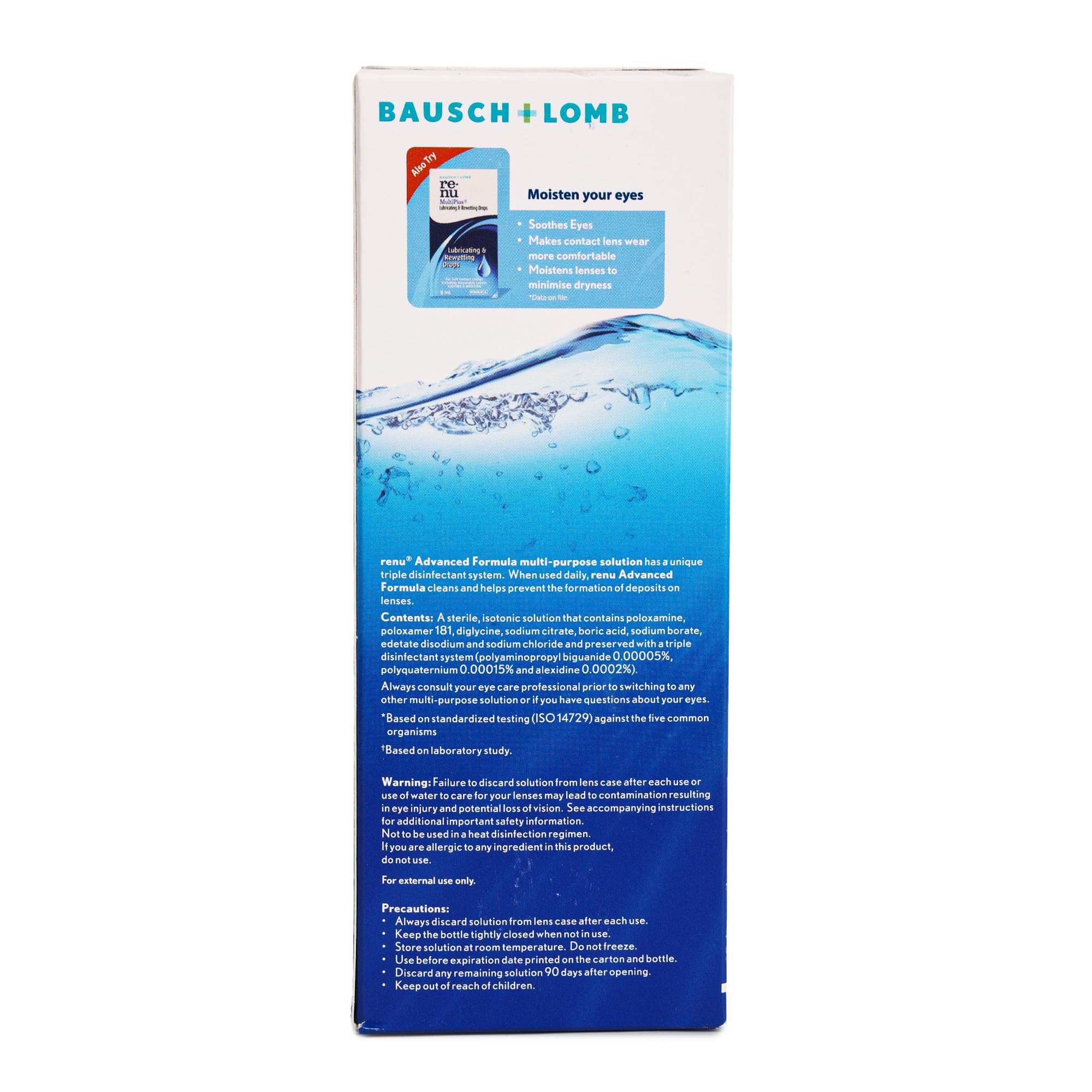 Renu Advanced Formula contact lens solution bottle