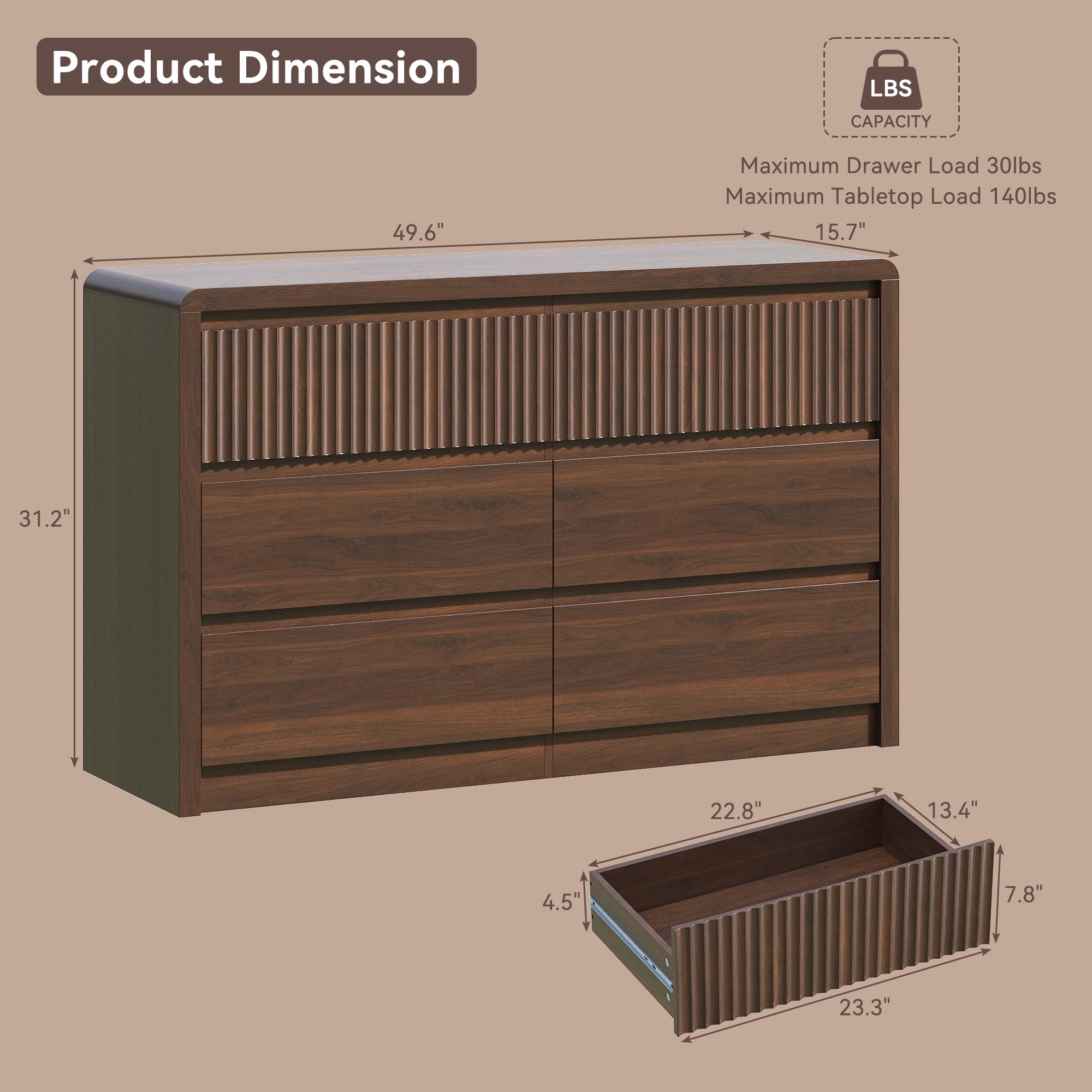BAZELOR curved profile dresser bedroom living room