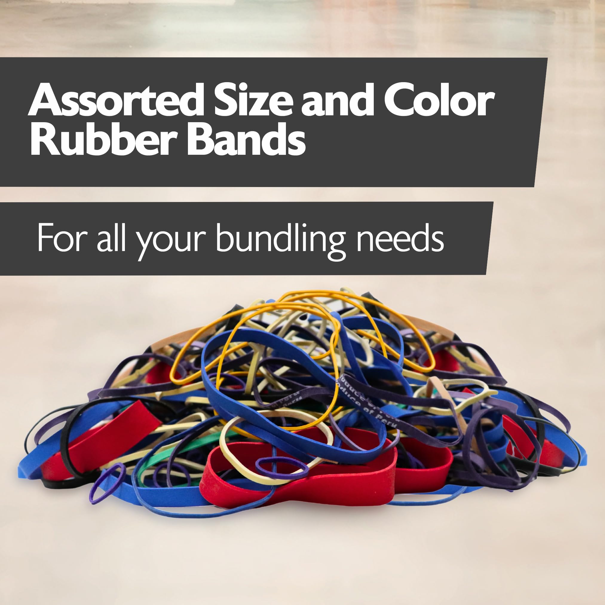 Assorted Bazic rubber bands for organizing materials