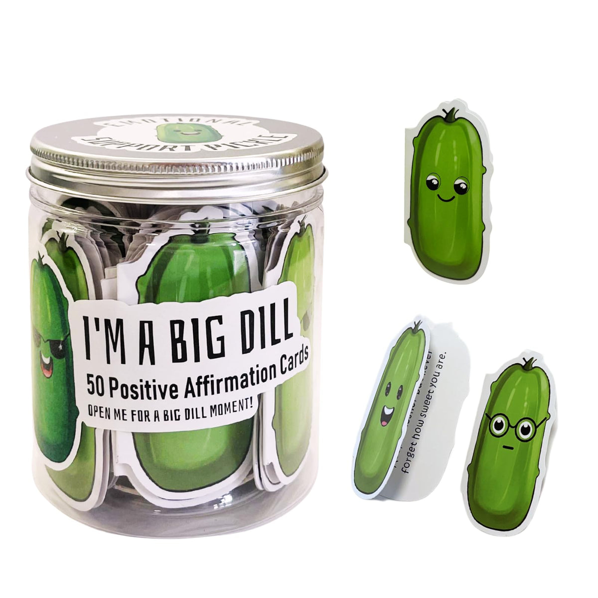BBJ WRAPS Positive Pickle set of 50 cucumber shaped affirmation cards