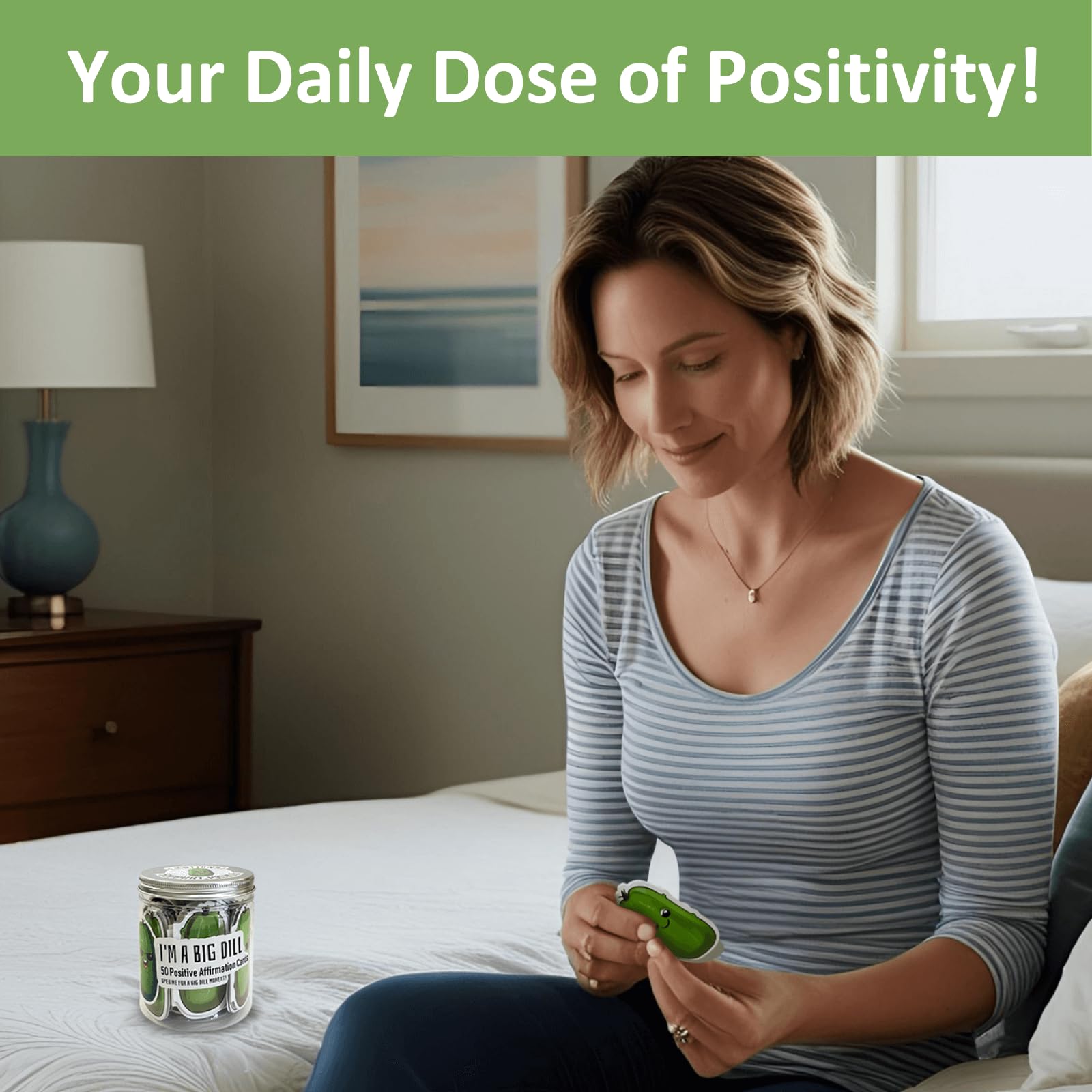 10 distinct cucumber faces on affirmation cards