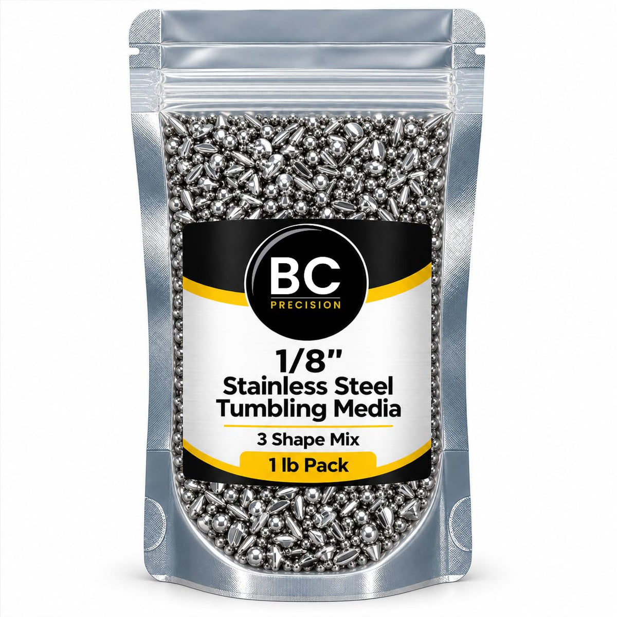 BC Precision 1/8 inch stainless steel tumbling media diagonal shape