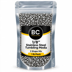 BC Precision 1/8 inch stainless steel tumbling media diagonal shape