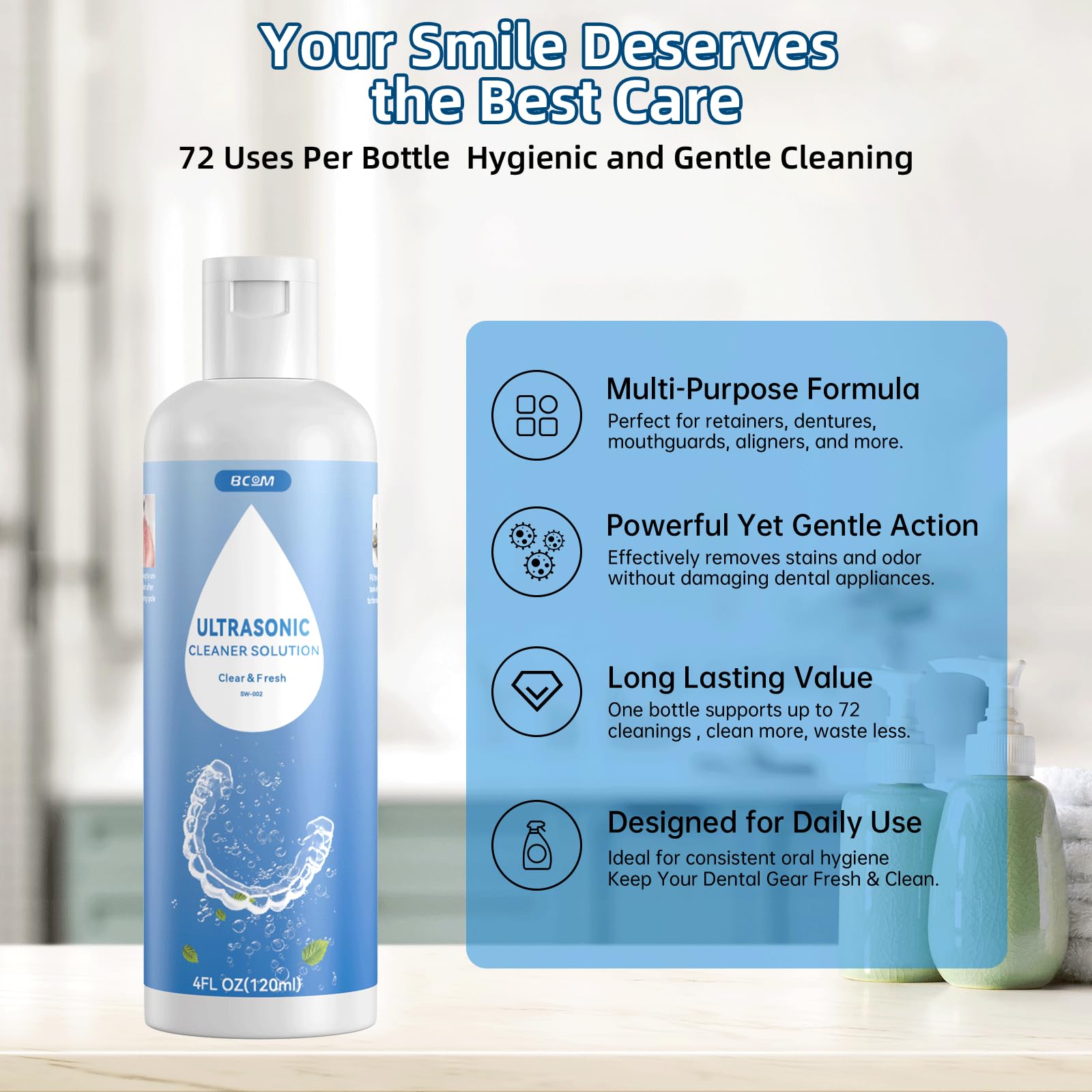 BCOM Retainer Cleaner Solution 4 oz packaging