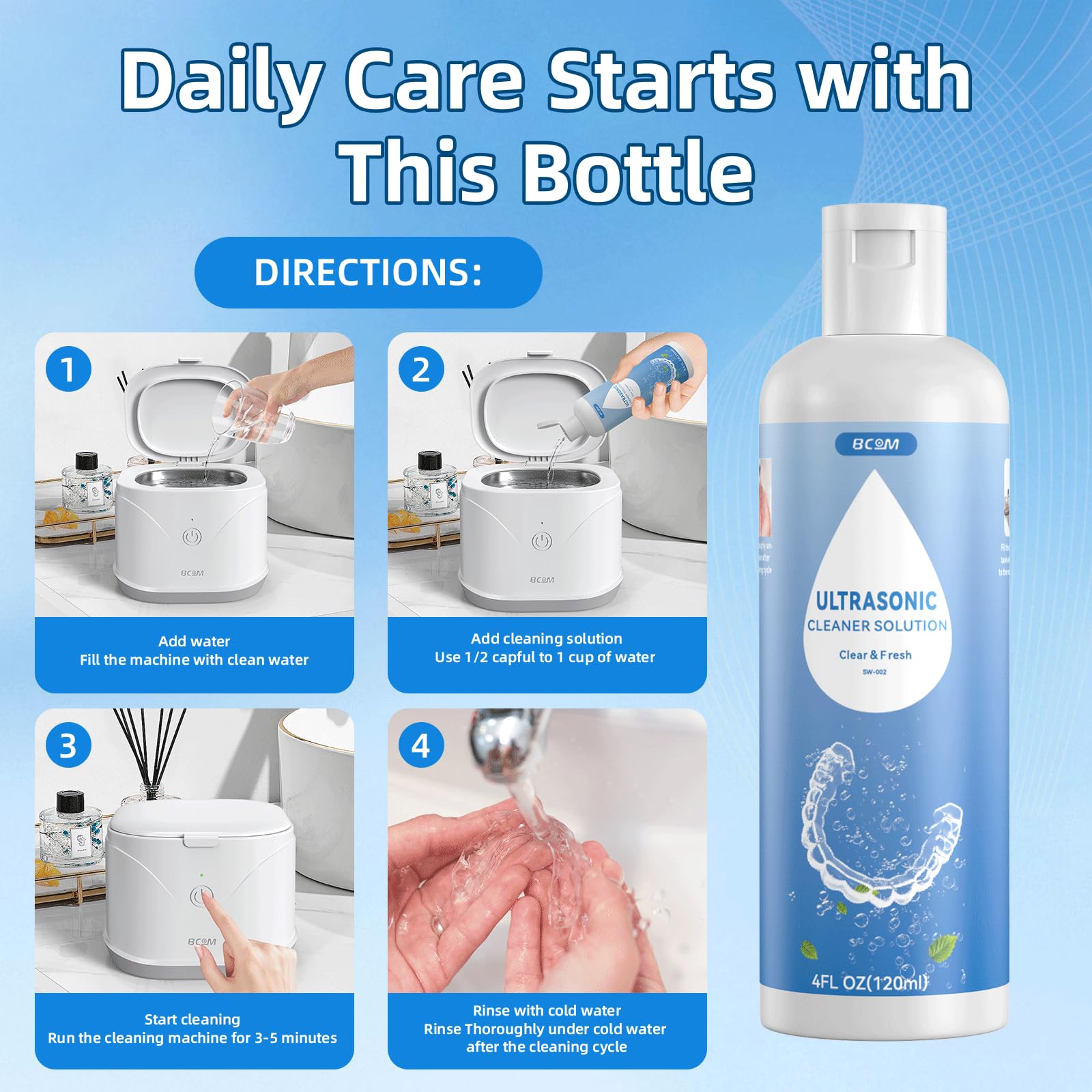 Ultrasonic cleaner solution 4 oz by BCOM