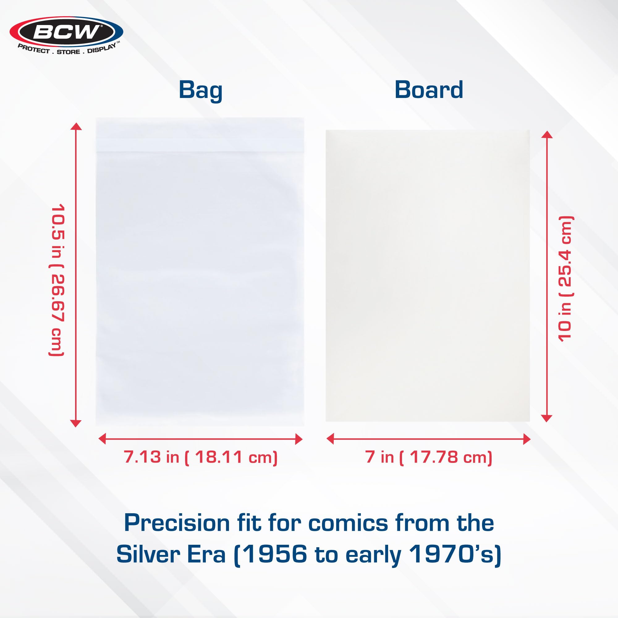 Resealable BCW silver comic bags for Silver Age comics 100 count