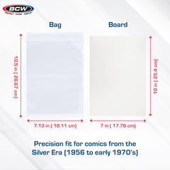 Resealable BCW silver comic bags for Silver Age comics 100 count