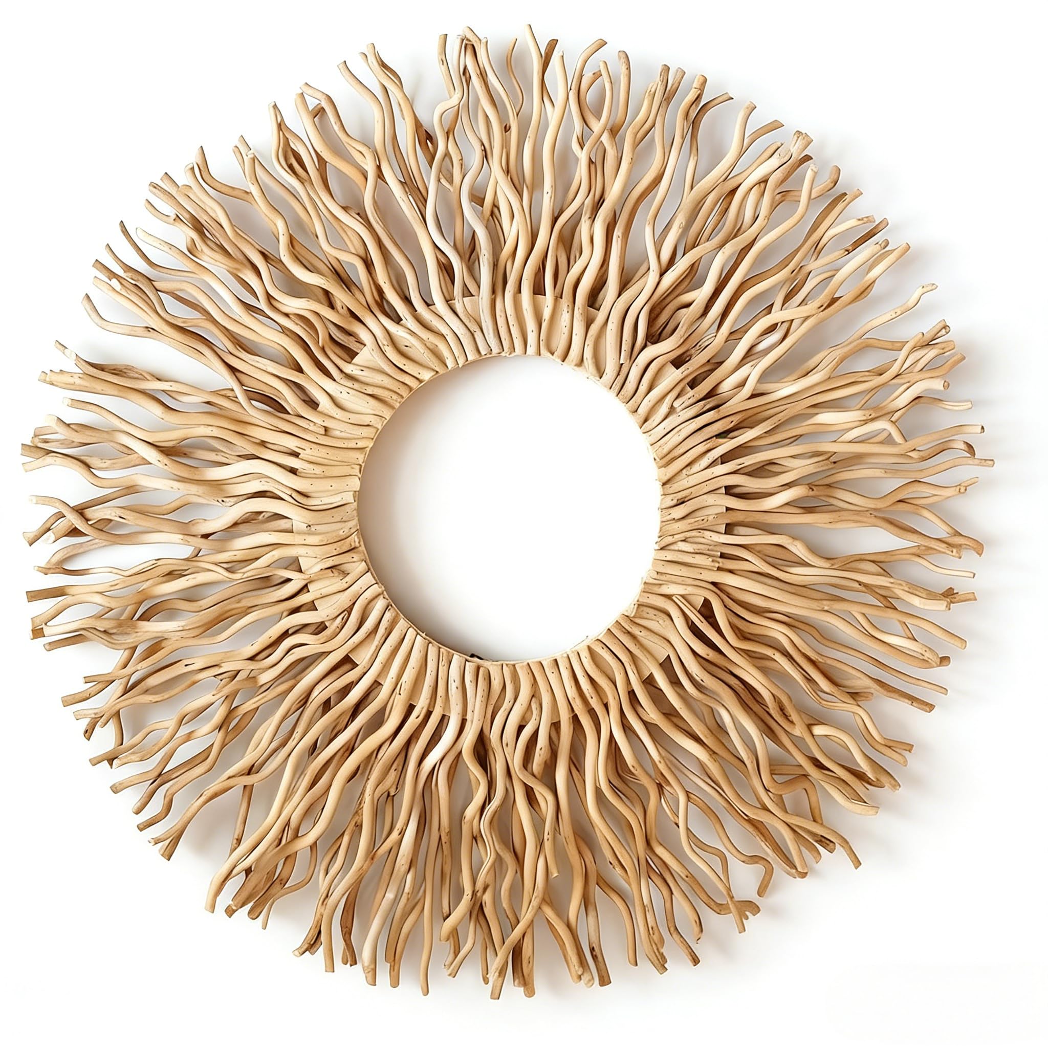 BDJBXK large boho sunburst wall art handmade from mulberry branches