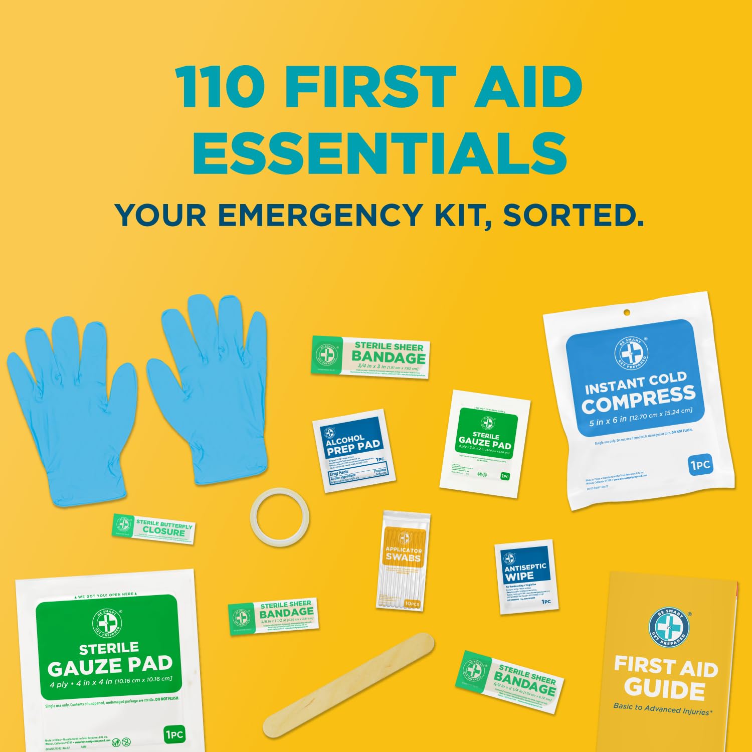 110pc Be Smart Get Prepared kit inside compartments