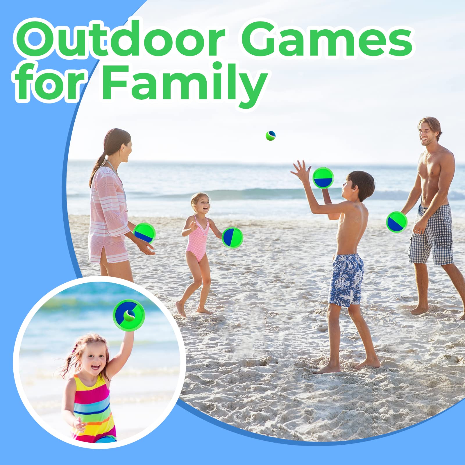 Kids outdoor games toss and catch ball set packaging and contents