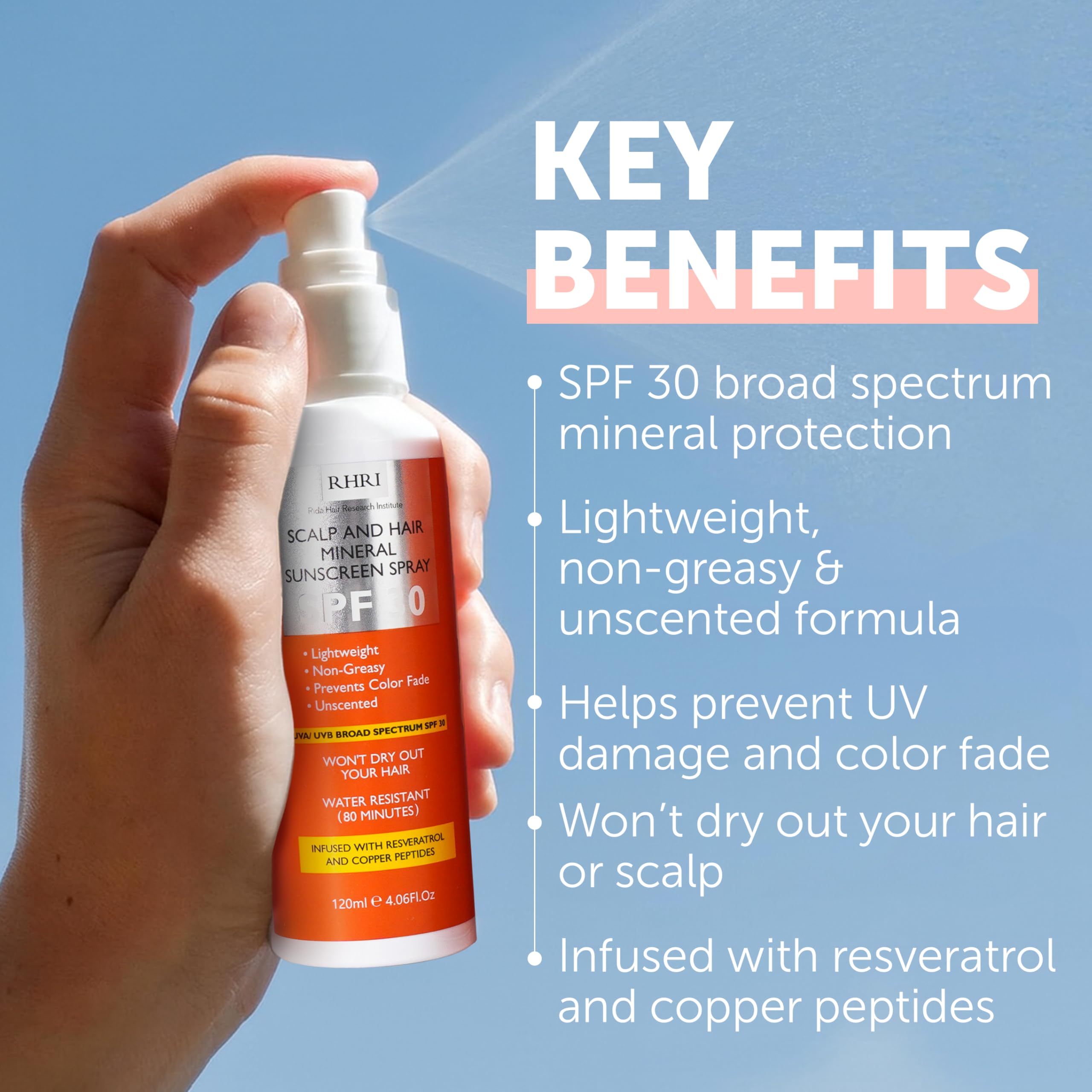 Hair sunscreen spray used on beach days