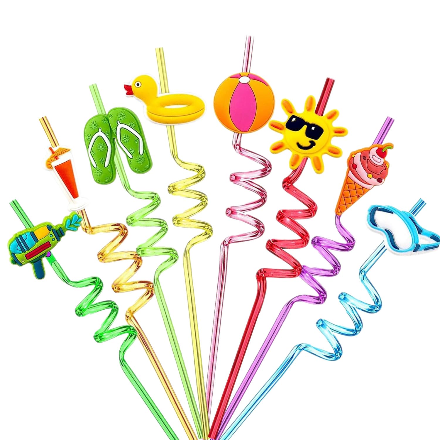 Beach drinking straws 24pcs for kids with colorful designs