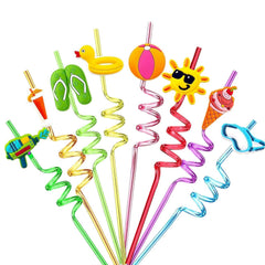 Beach drinking straws 24pcs for kids with colorful designs