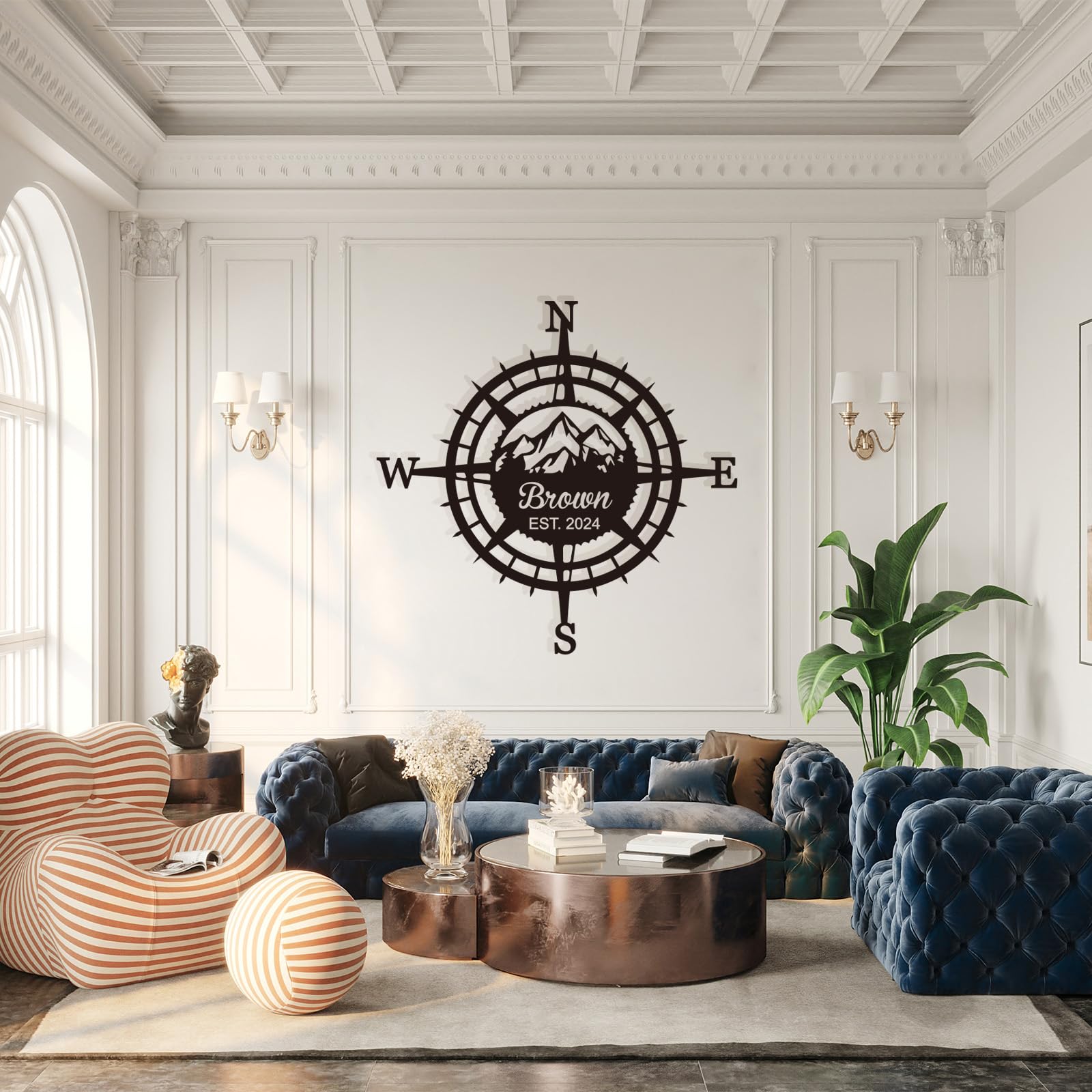 Nautical compass wall decor suitable for beach houses