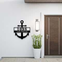 Beach House Decor anchor sign accent on wall exterior