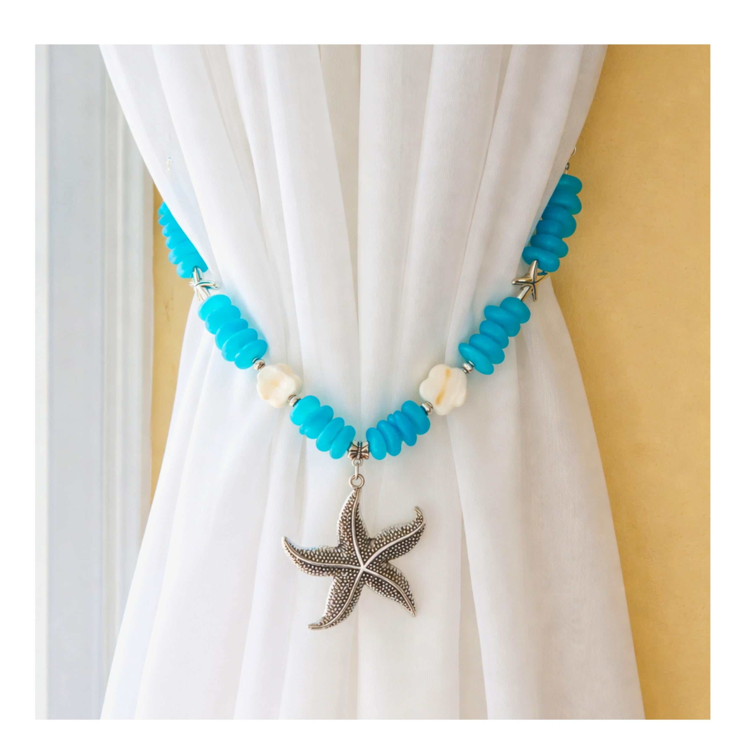 Handcrafted set of 2 curtain tiebacks for coastal spaces