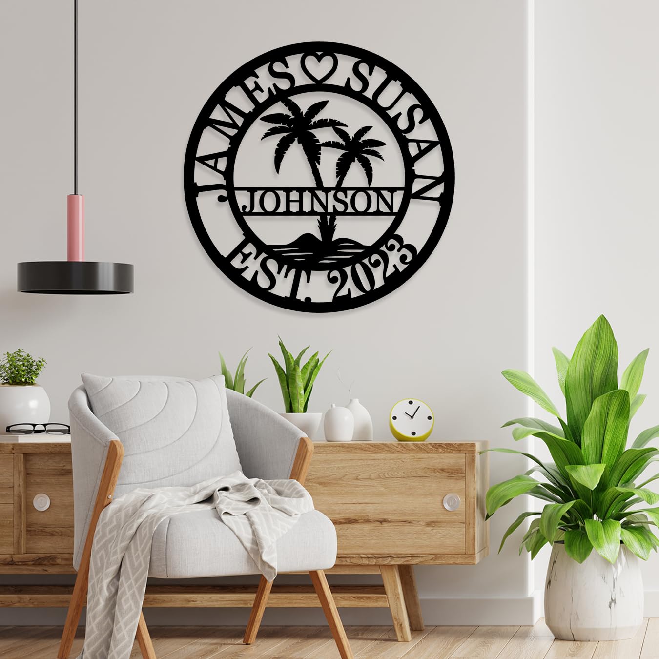 Beach lake boat house decor palm tree metal sign