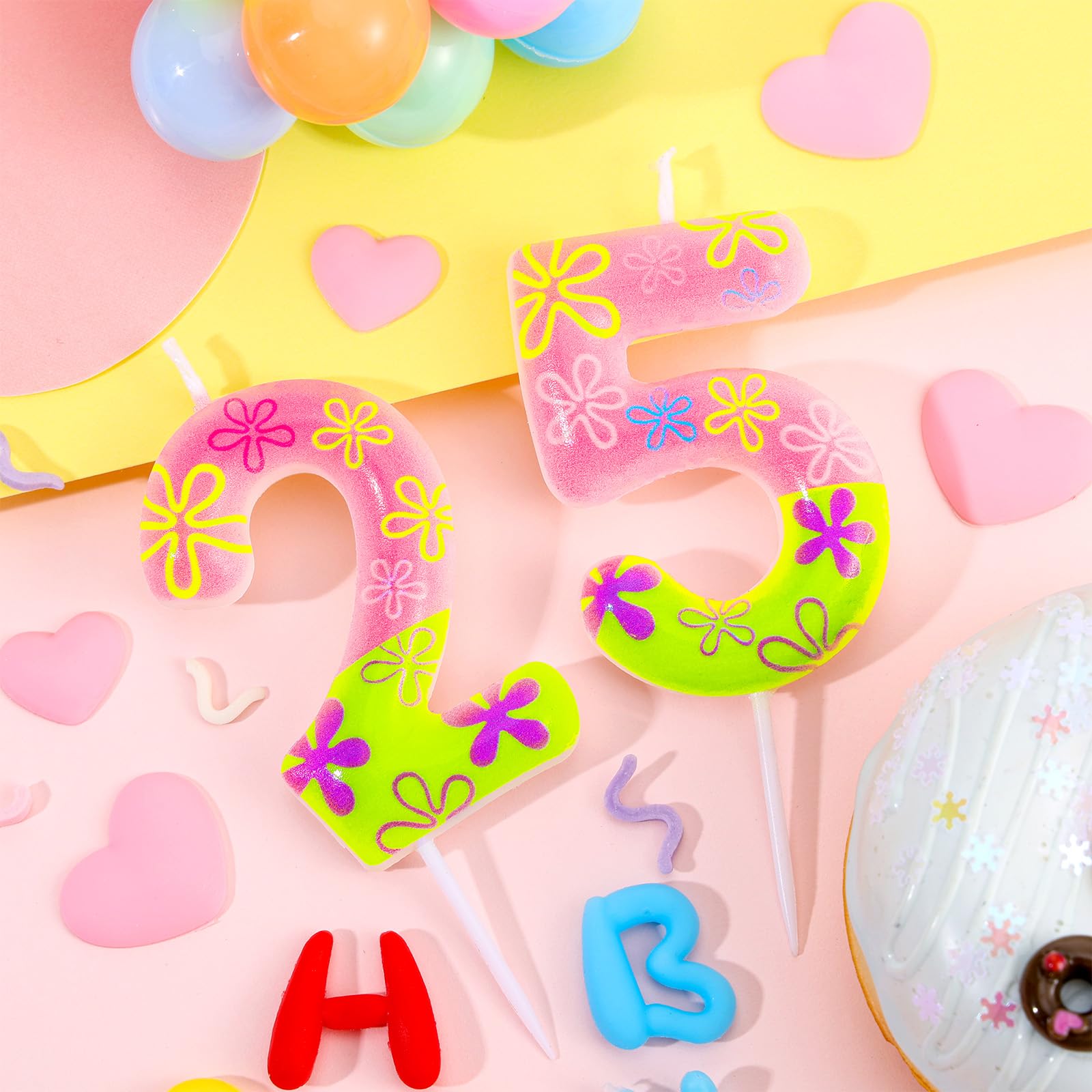 Beach party cake topper Pink Green Sponge candle