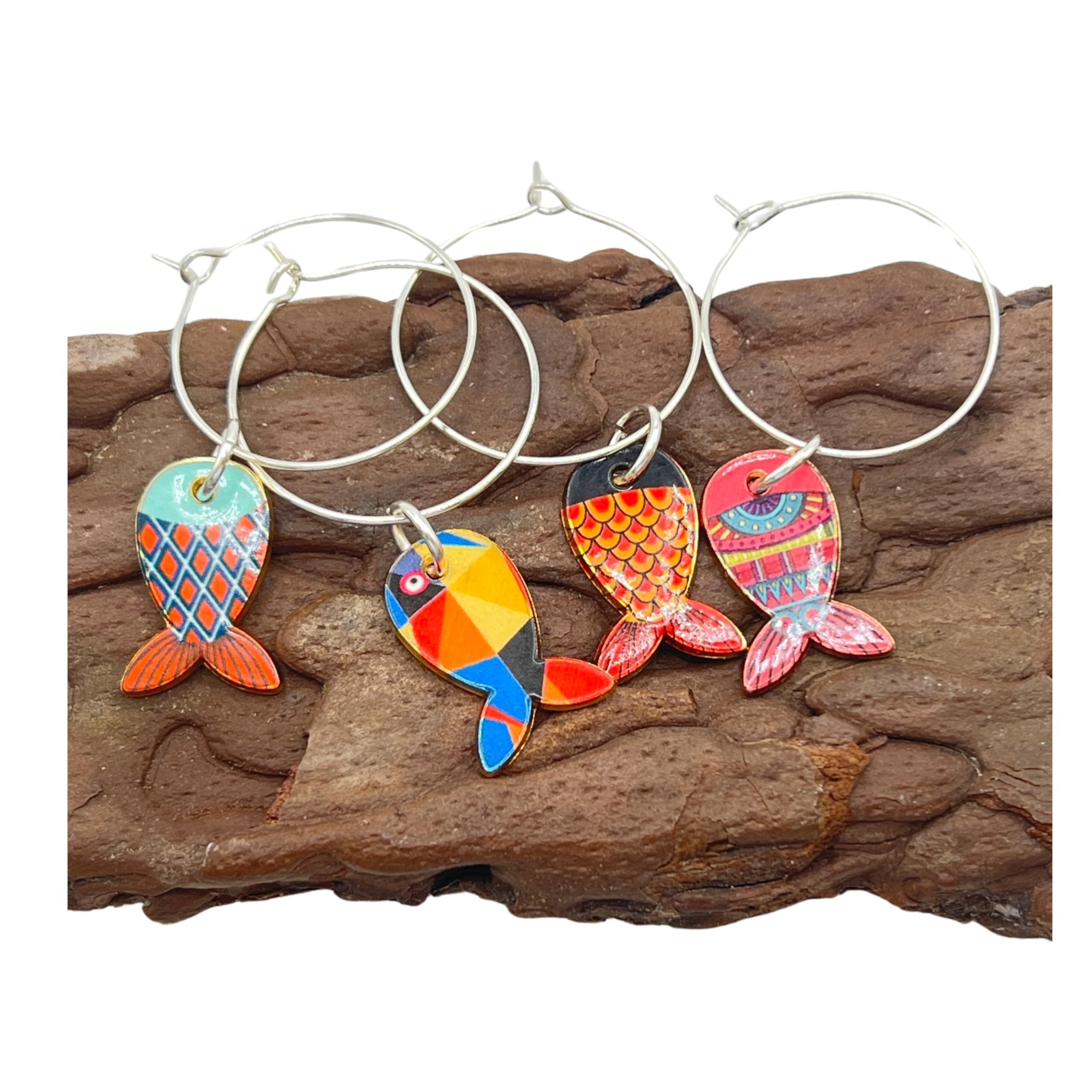 Beach party favors wine glass charms sea glass style