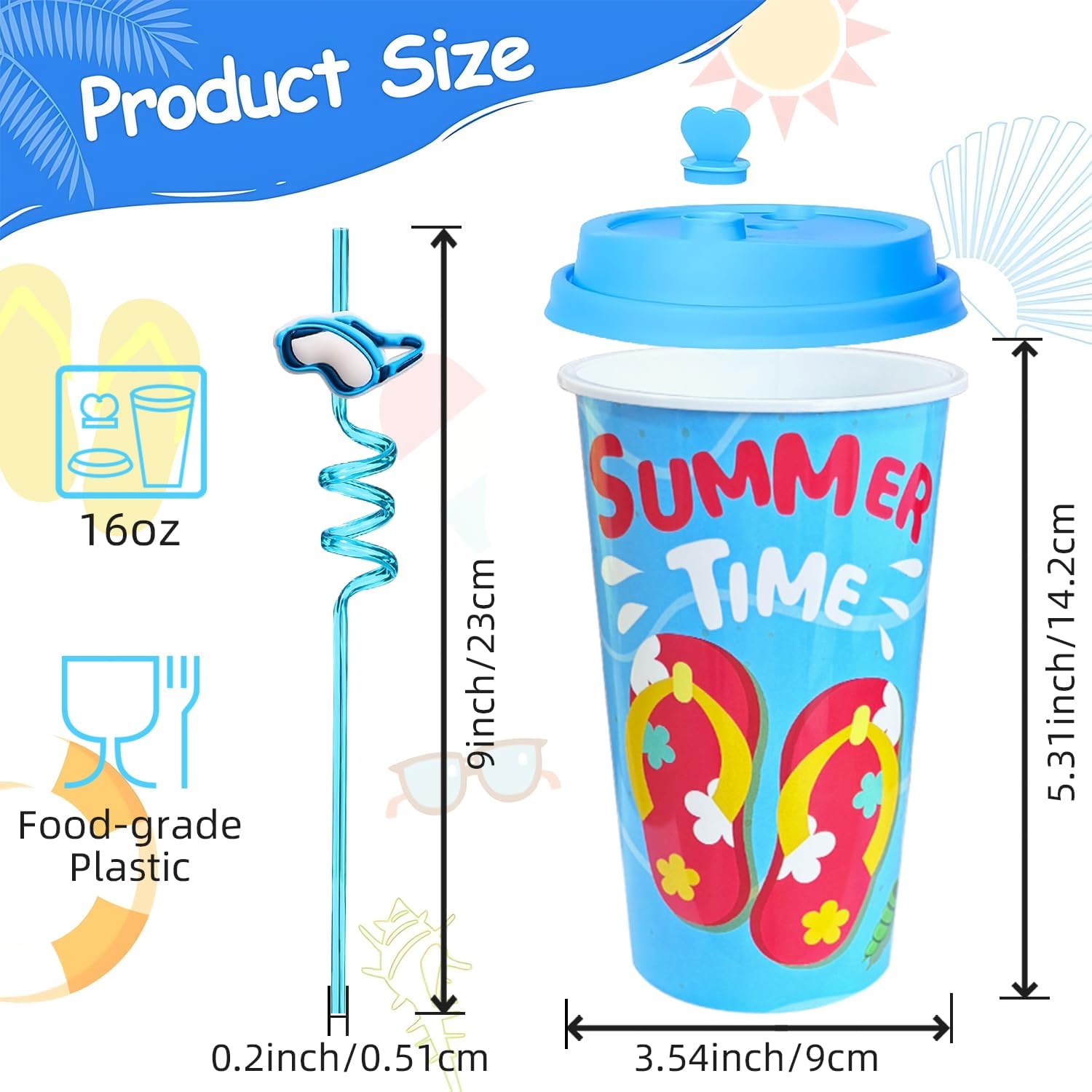 Beach party favors cups for beverages and snacks