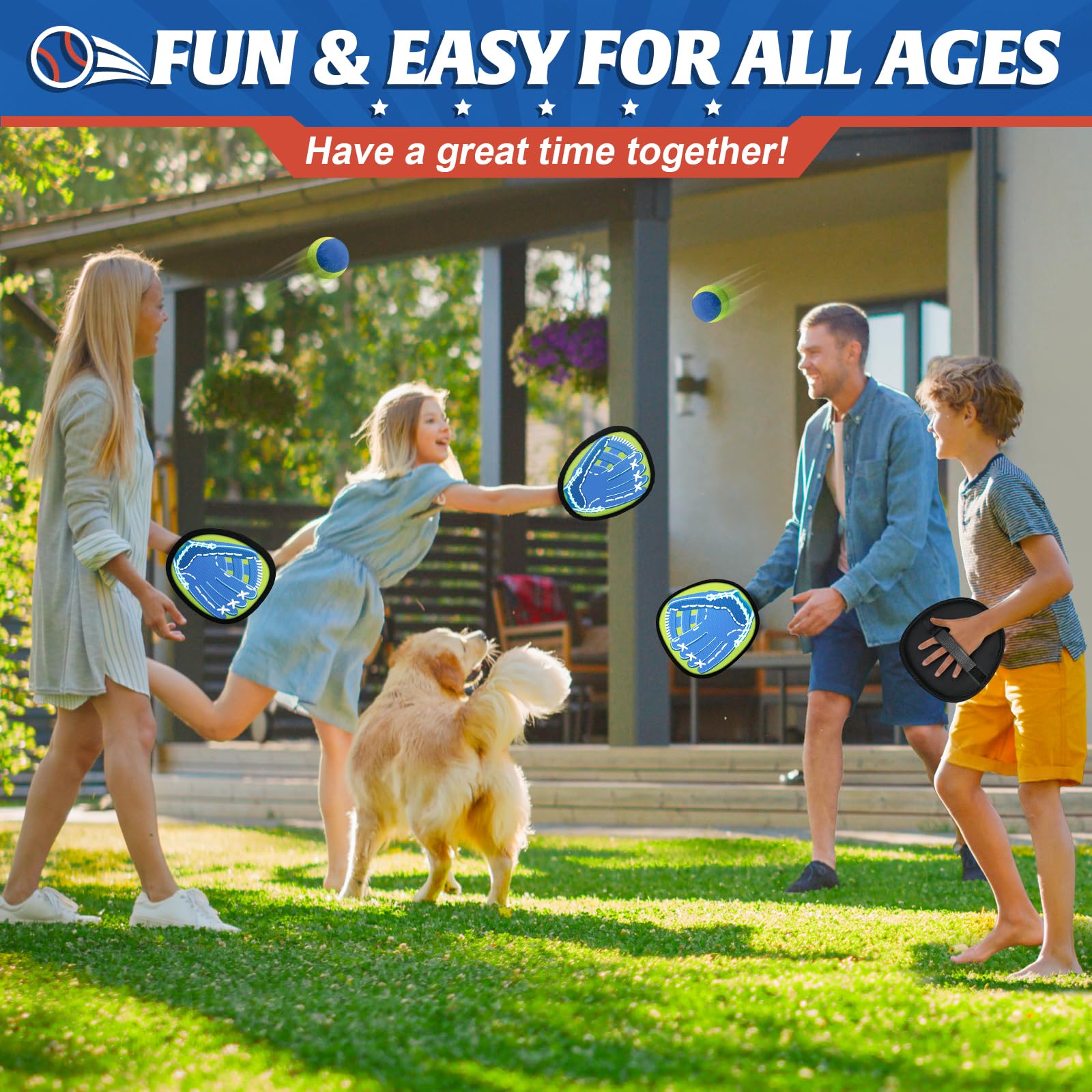 Storage bag included for easy transport with Ellinjan catch ball game set