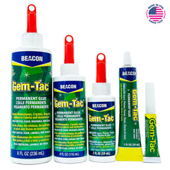 Gem-Tac adhesive bottle 1 oz label