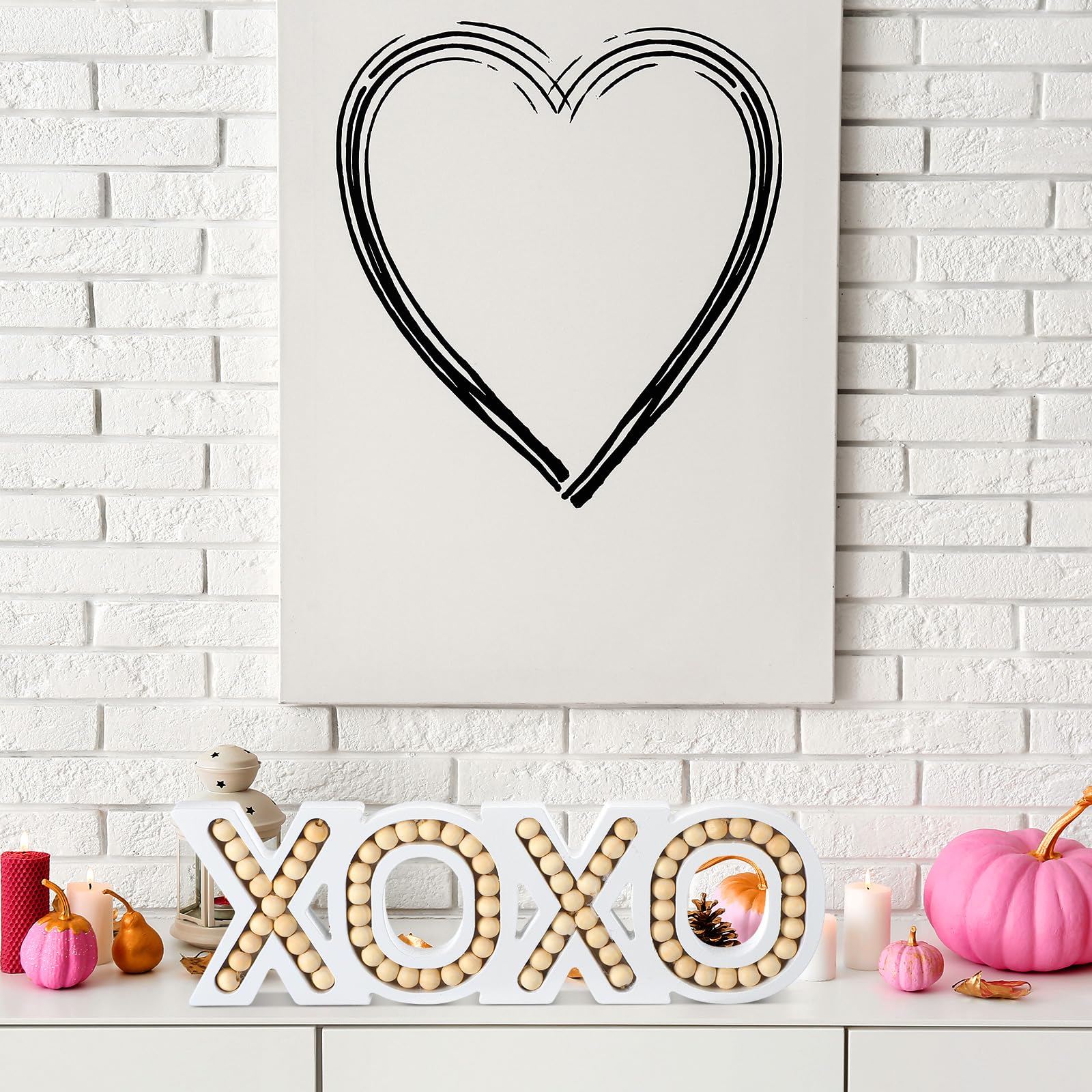 Beaded XOXO sign for home office and centerpiece display