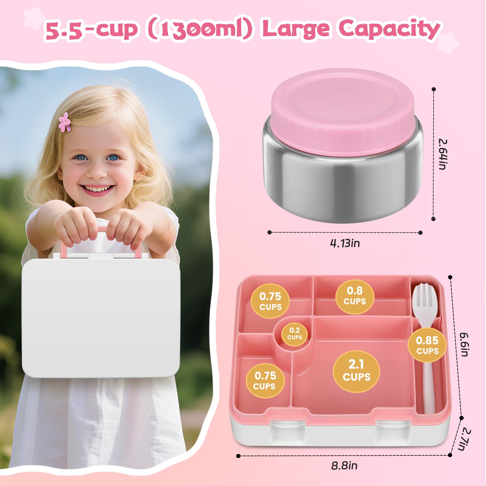 beaquee kids lunch container with thermo and ice pack