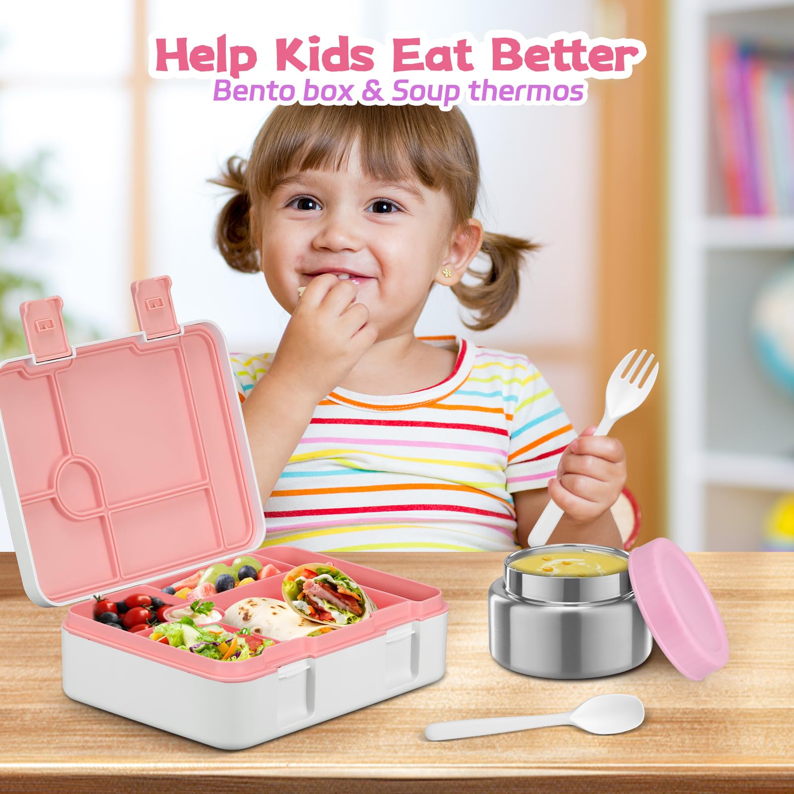 pink set beaquee kids lunch container