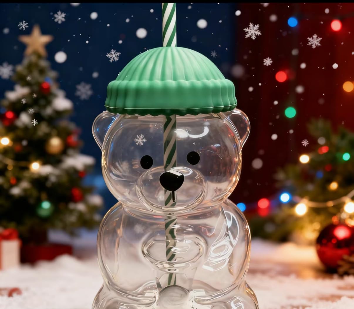 Bear Cup 2025 clear glass cup for holiday beverages