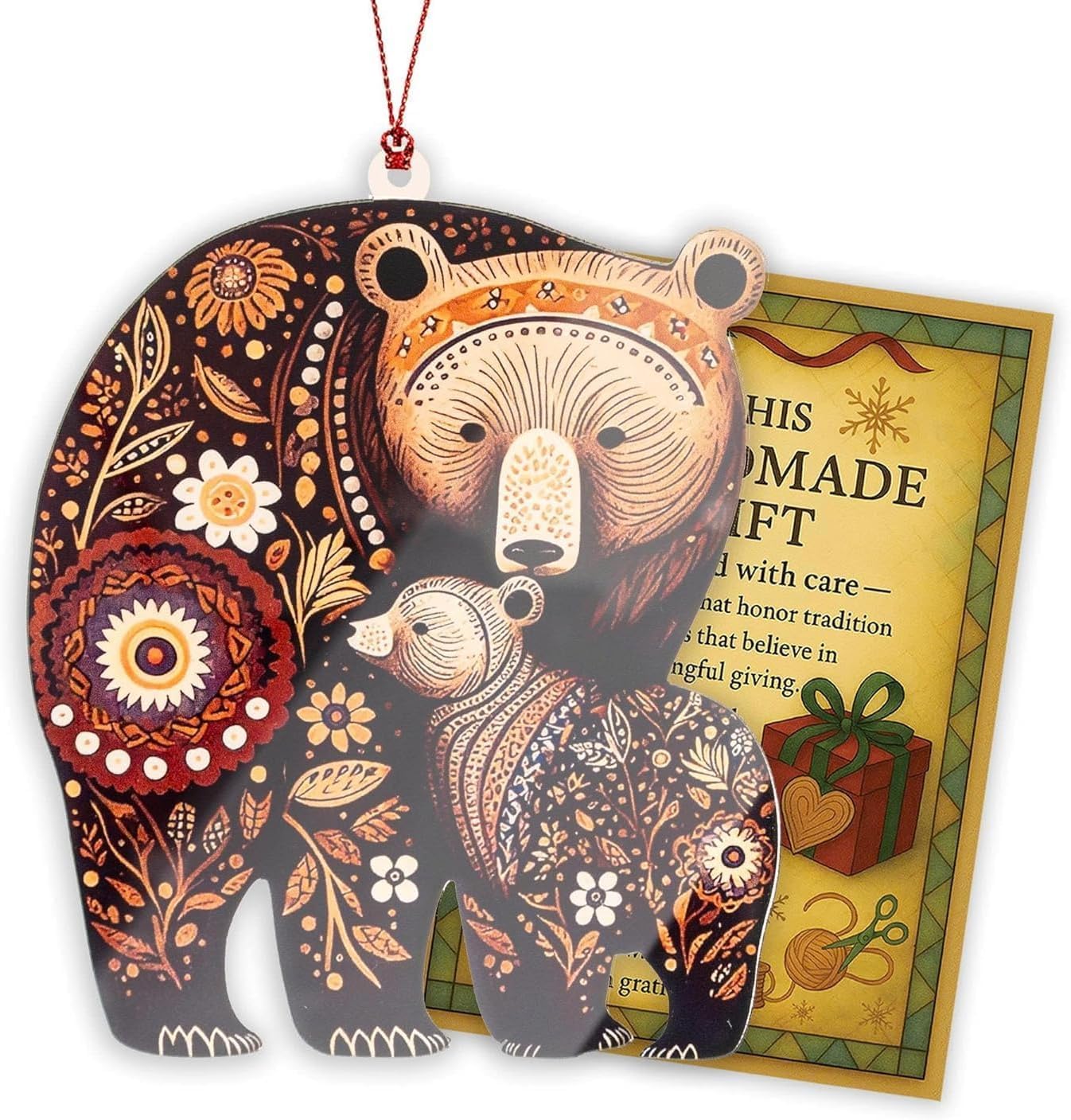Bear lovers holiday ornament for mom grandma aunt display